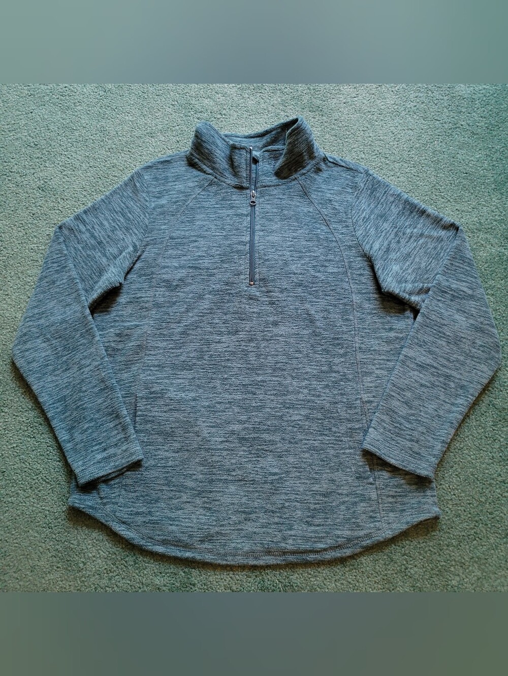 St Johns Bay Pullover Womens MM Blue Lightweight Fleece 1/4 Zip Long Sleeve